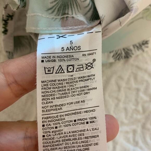 Janie and Jack White Short Sleeve Button Down Tropical Shirt - Picture 5 of 5